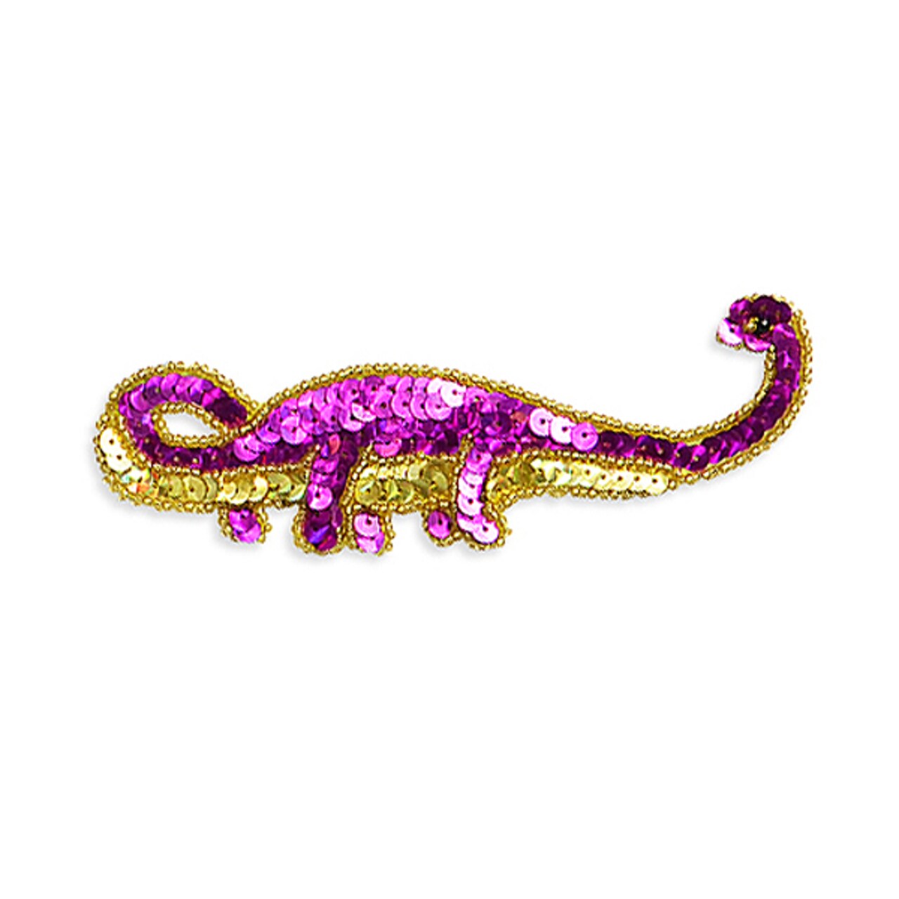 Pat Apathosaurus Dinosaur Sequin Applique/Patch - Purple - Small